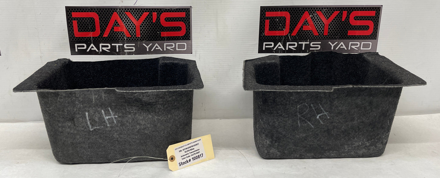 2011 Chevy C6 Corvette RH & LH Rear Trunk Cargo Compartment Storage Tray Pocket Trim OEM