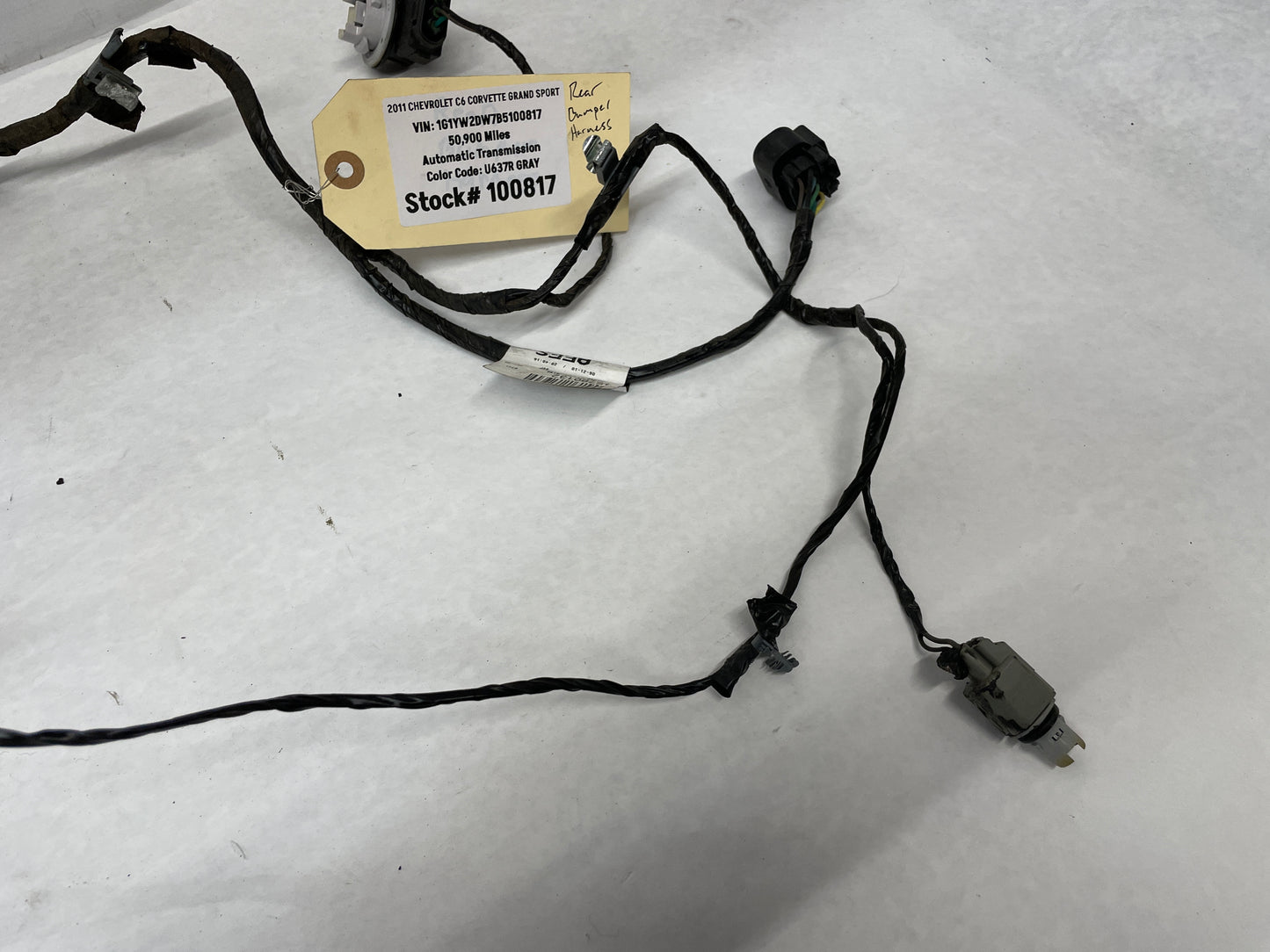 2011 Chevy C6 Corvette Grand Sport Rear Bumper Body Tail Light Wiring Wire Harness OEM