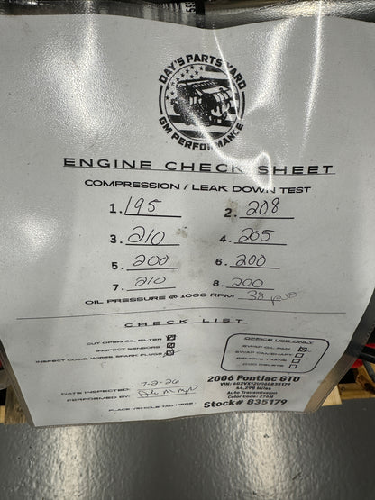 6.0 LS2 Engine 4L65 Automatic Transmission Drivetrain Pullout 400HP 44k Miles