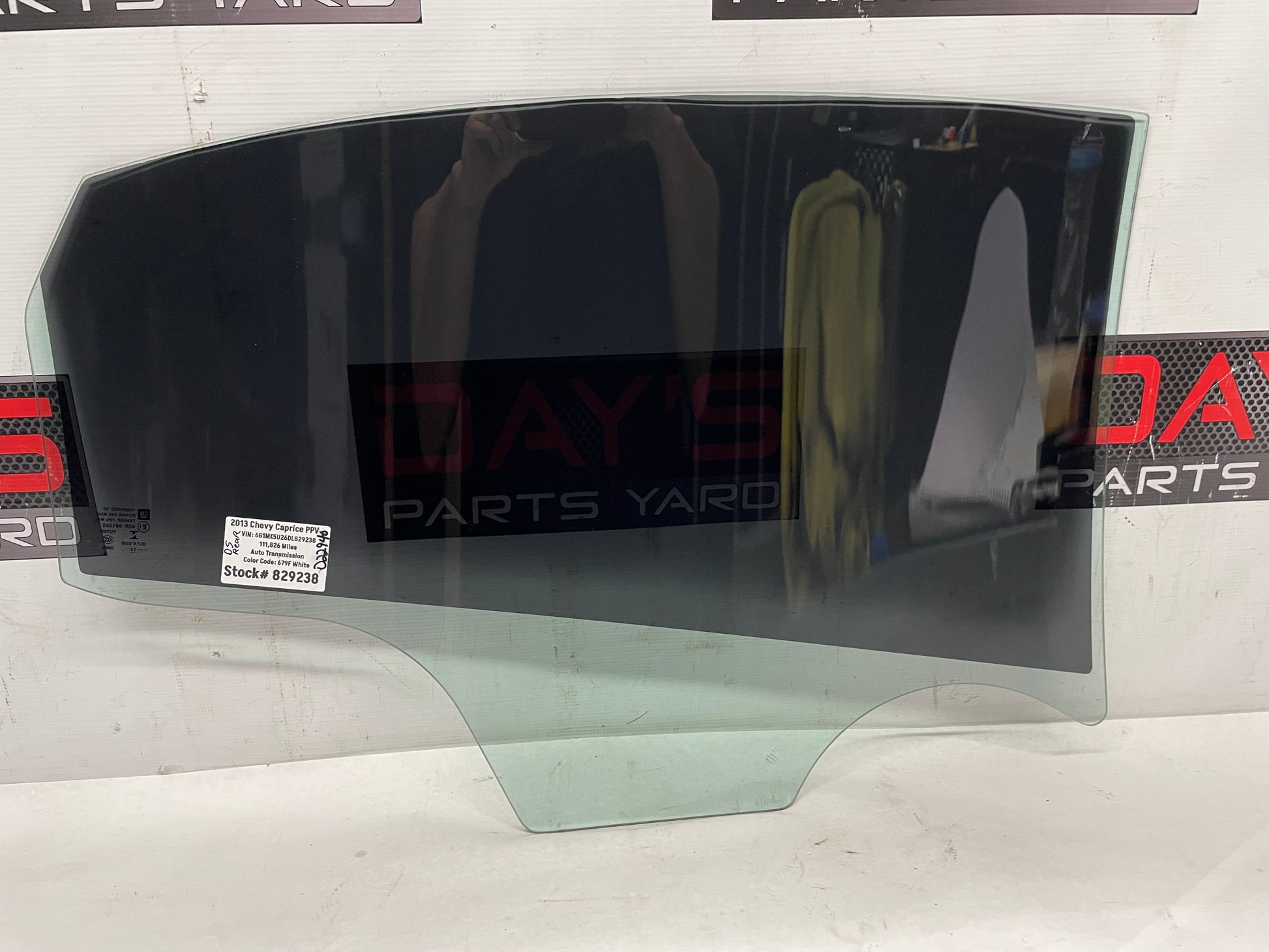 2013 Chevy Caprice PPV LH Driver Rear Door Window Glass OEM - Day's Parts Yard