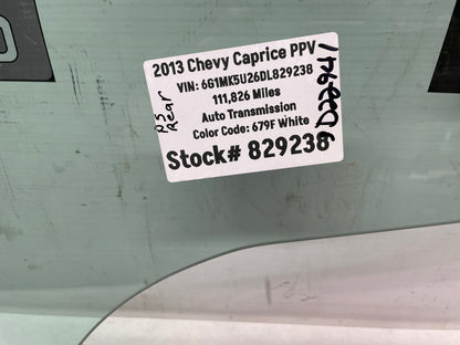 2013 Chevy Caprice PPV RH Passenger Rear Door Window Glass OEM - Day's Parts Yard