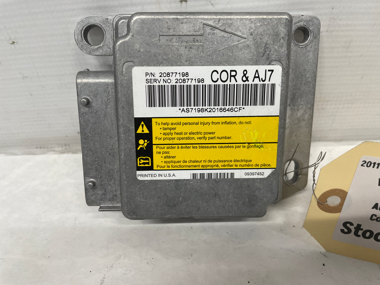 2011 Chevy C6 Corvette SRS Airbag Sensing Diagnostic Crash Module OEM NEEDS REBUILT