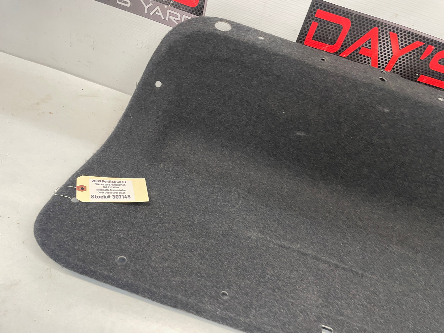 2009 Pontiac G8 GT Trunk Deck Lid Liner Carpet Felt OEM
