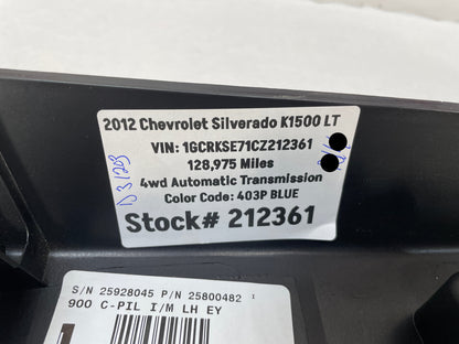 2012 Chevy Silverado K1500 LT LH Driver Rear Door Pillar Upper Trim Panel OEM - Day's Parts Yard