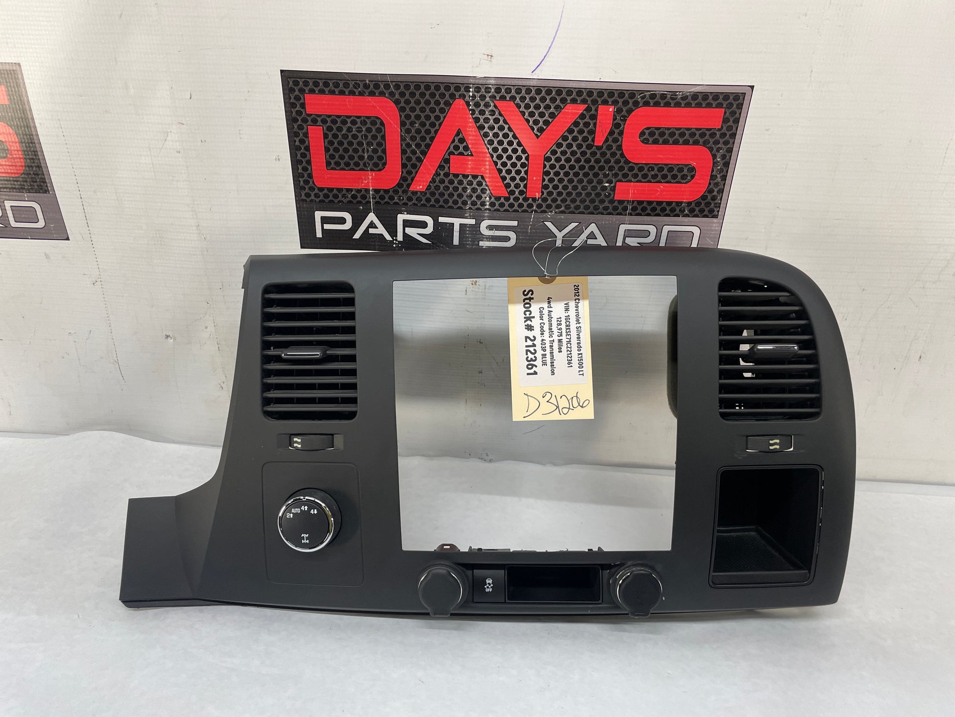 2012 Chevy Silverado K1500 LT Front Dash Center Radio Bezel w/ Switches - Day's Parts Yard