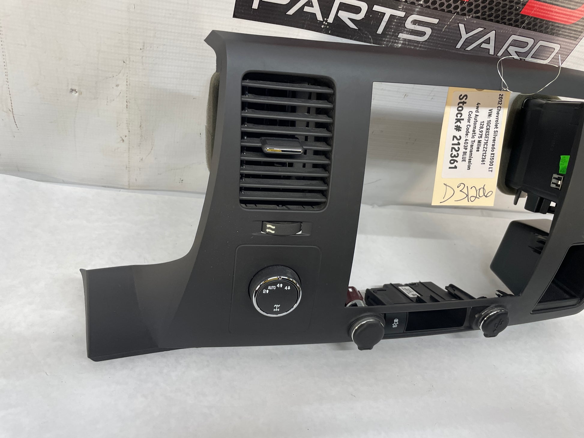 2012 Chevy Silverado K1500 LT Front Dash Center Radio Bezel w/ Switches - Day's Parts Yard