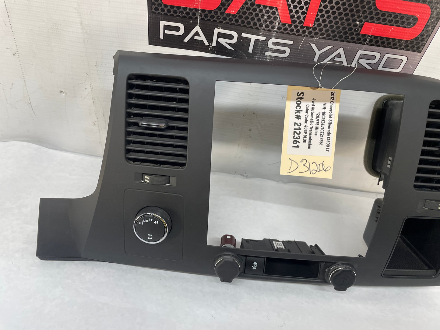 2012 Chevy Silverado K1500 LT Front Dash Center Radio Bezel w/ Switches - Day's Parts Yard