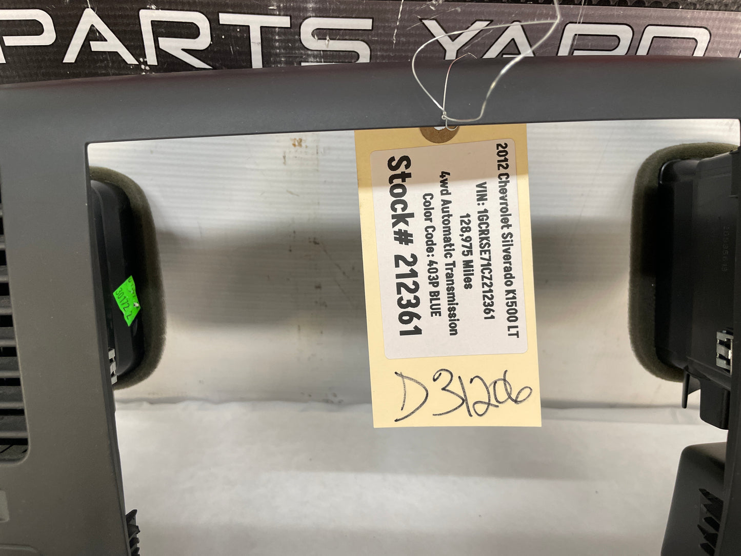 2012 Chevy Silverado K1500 LT Front Dash Center Radio Bezel w/ Switches - Day's Parts Yard