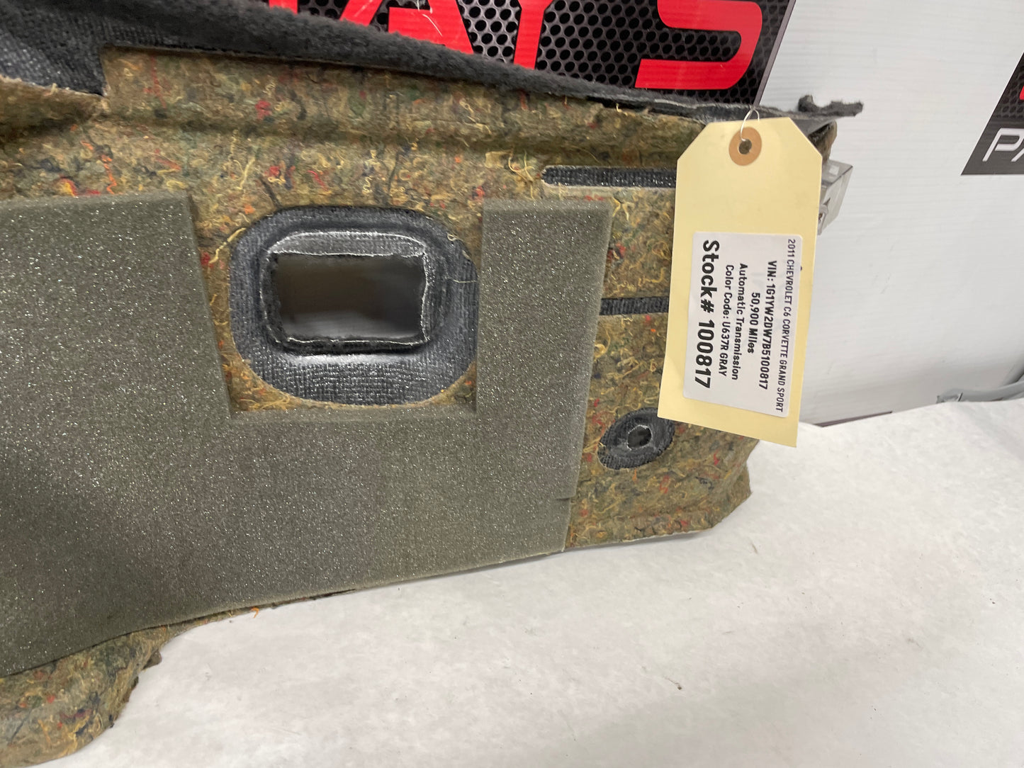 2011 Chevy C6 Corvette Grand Sport Rear End Trunk Compartment Carpet Trim Panel OEM