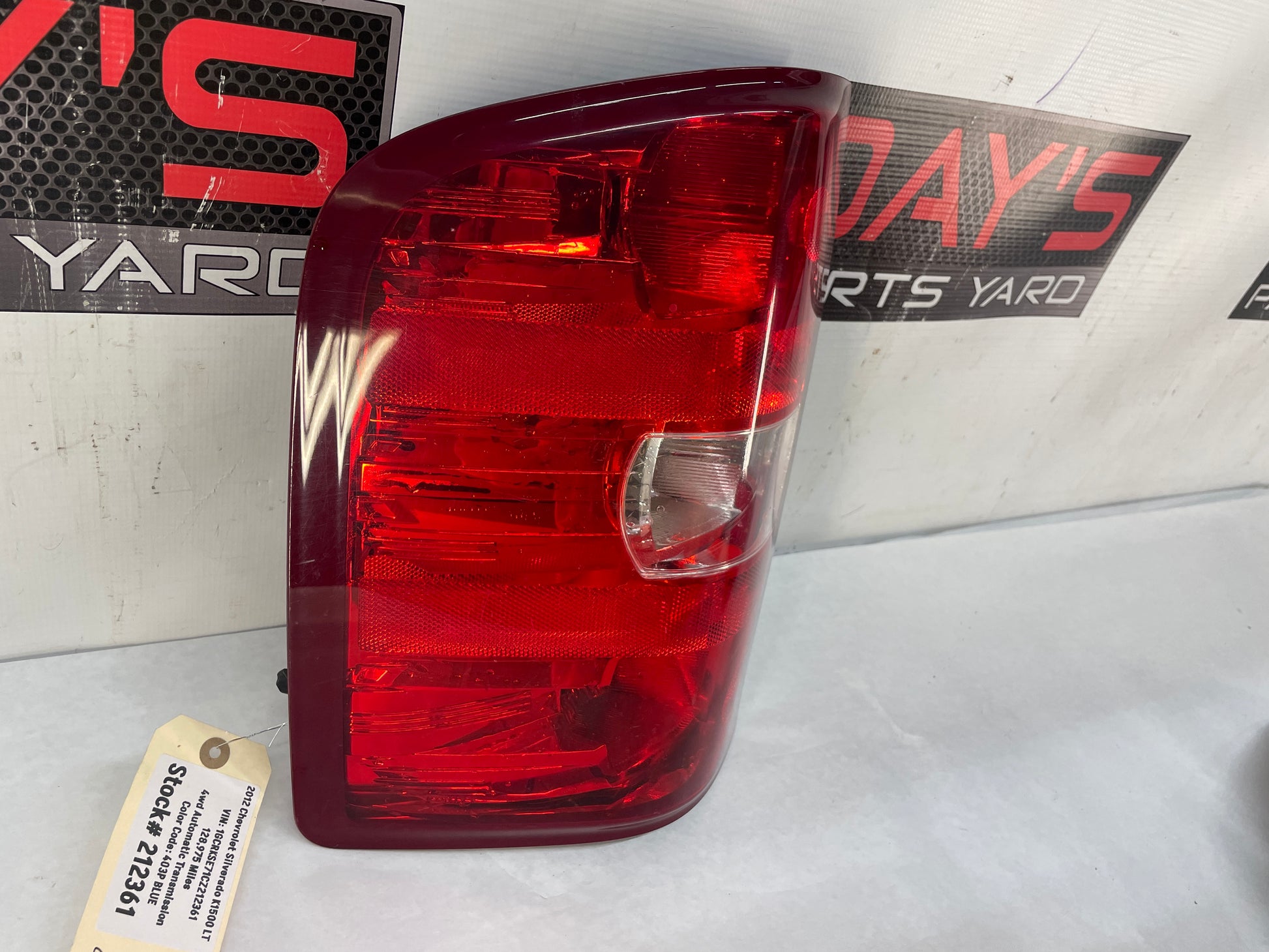2012 Chevy Silverado K1500 LT LH Driver Tail Light Taillight Lamp OEM - Day's Parts Yard