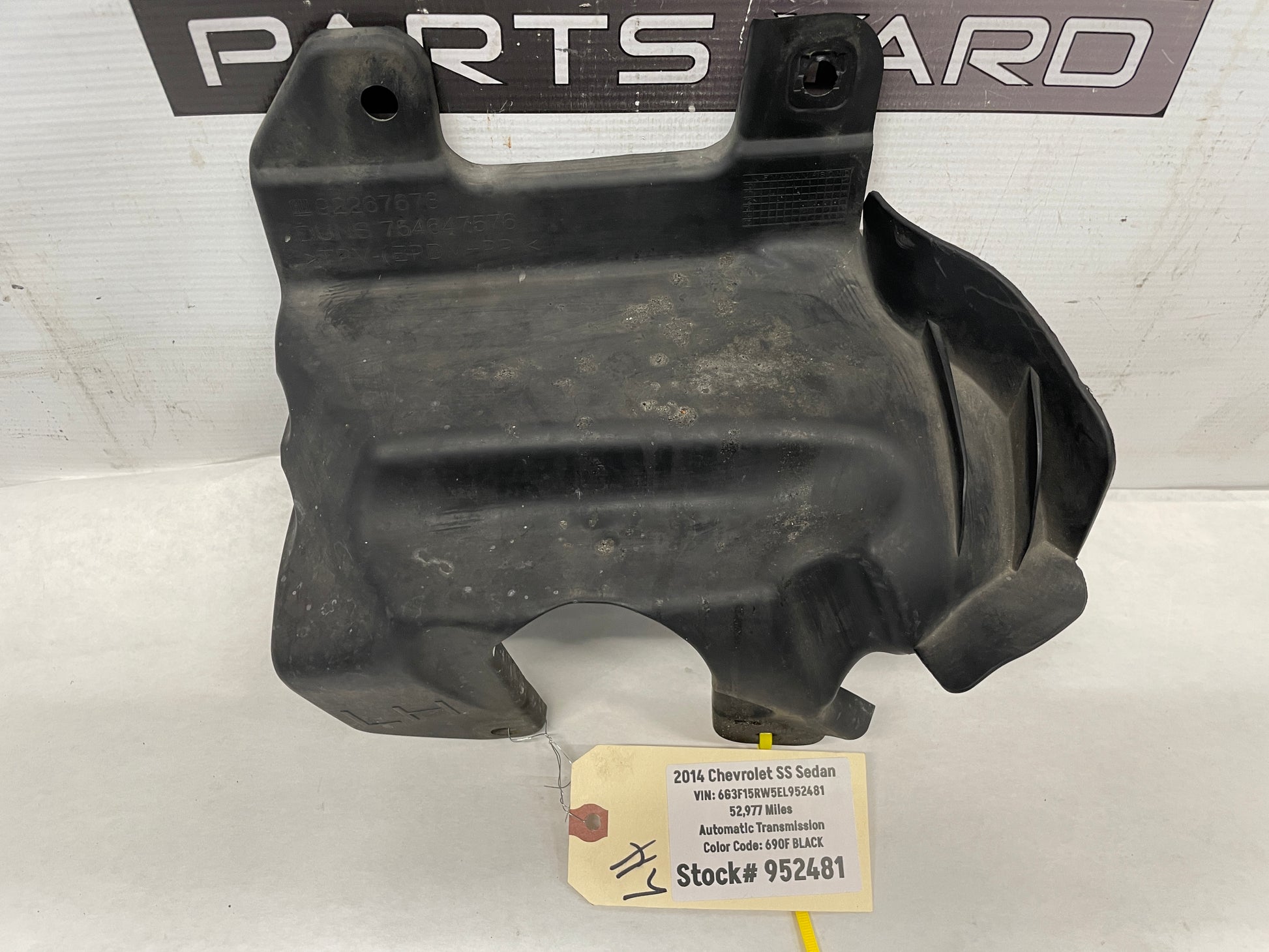 2014 Chevy SS Sedan LH Driver Splash Shield OEM - Day's Parts Yard