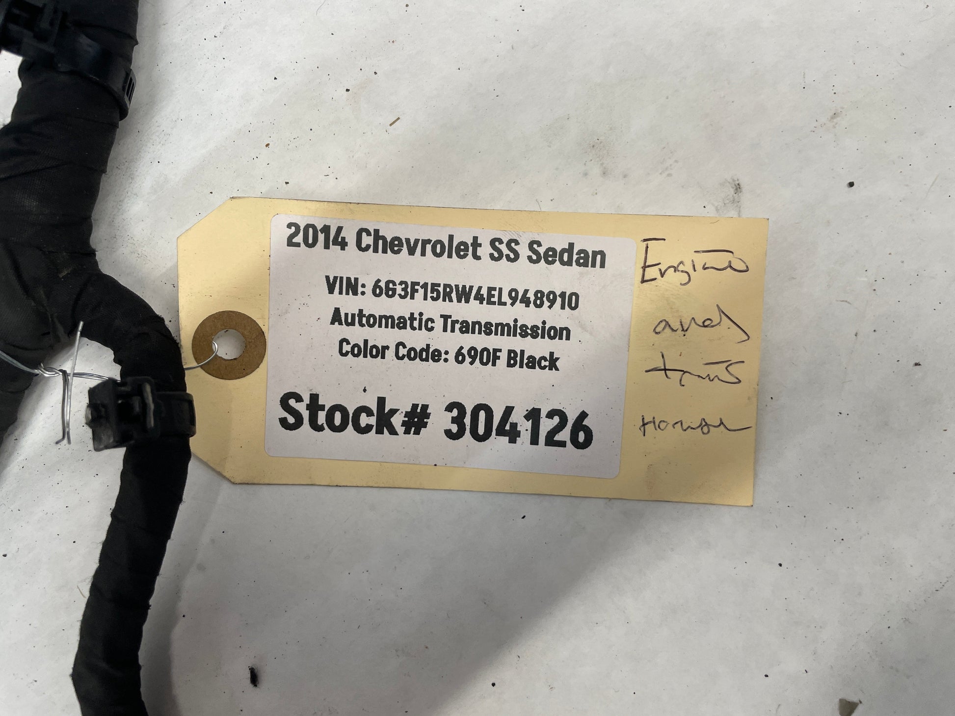 2014 Chevy SS Sedan Engine Motor Transmission Wire Wiring Harness OEM - Day's Parts Yard