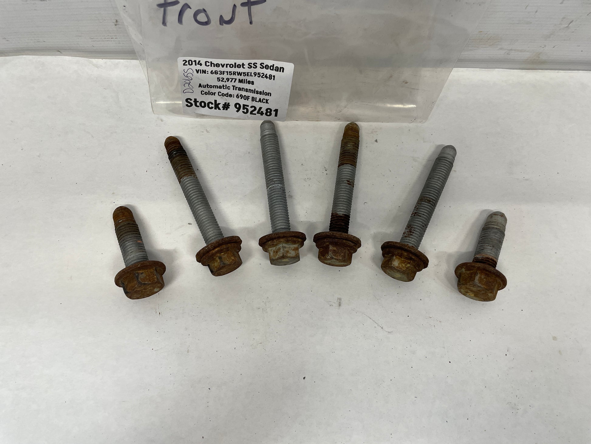 2014 Chevy SS Sedan Front Suspension Cradle Sub Frame Bolts Hardware Set OEM - Day's Parts Yard