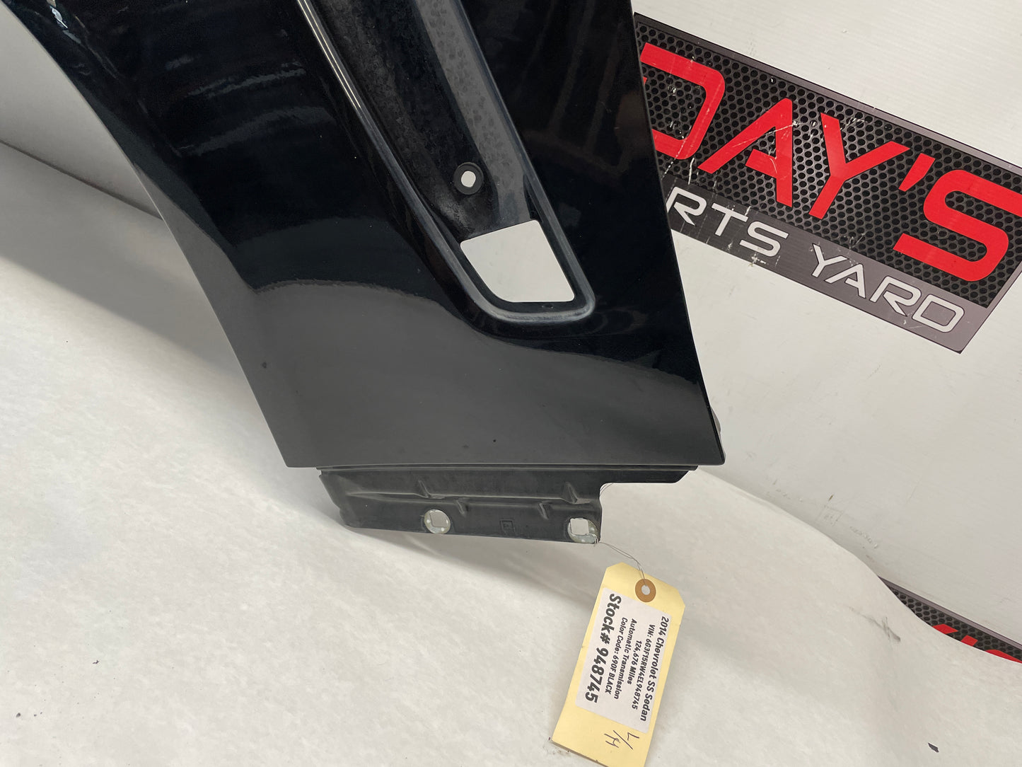 2014 Chevy SS Sedan LH Driver Front Fender Black OEM - Day's Parts Yard