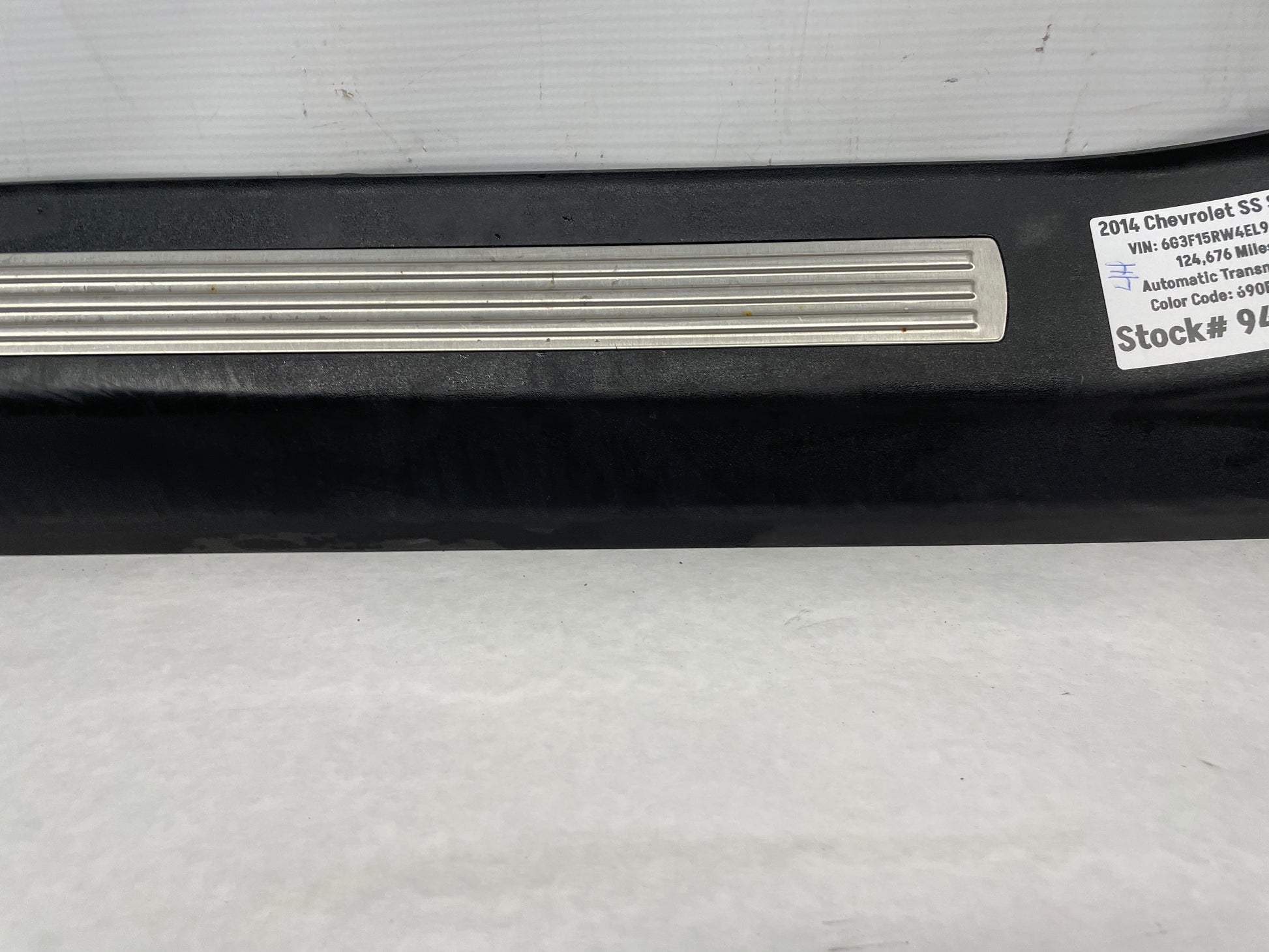 2014 Chevy SS Sedan LH Driver Front Door Scuff Sill Plate Panel OEM - Day's Parts Yard