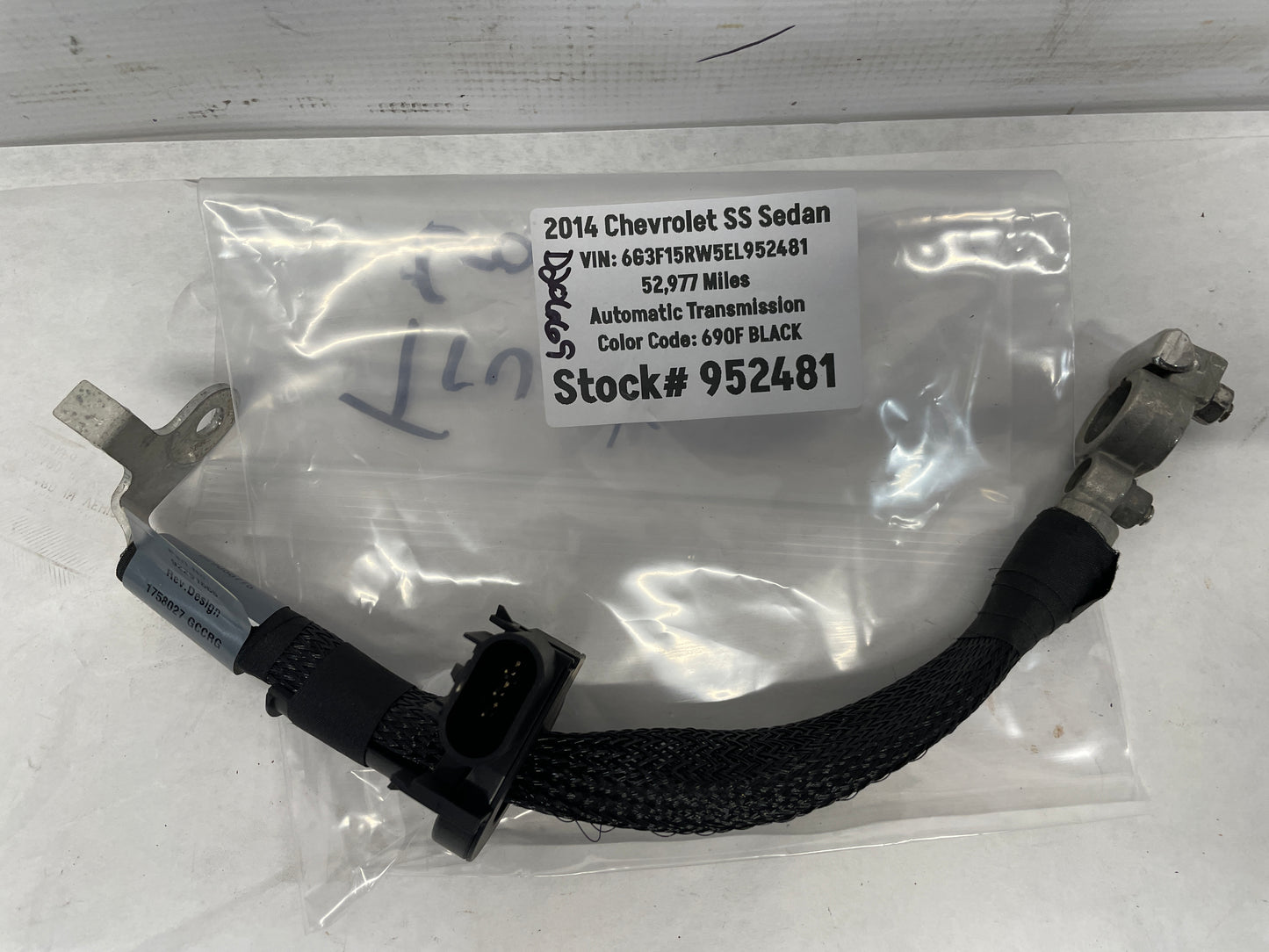 2014 Chevy SS Sedan Negative Battery Ground Cable Strap Wire OEM