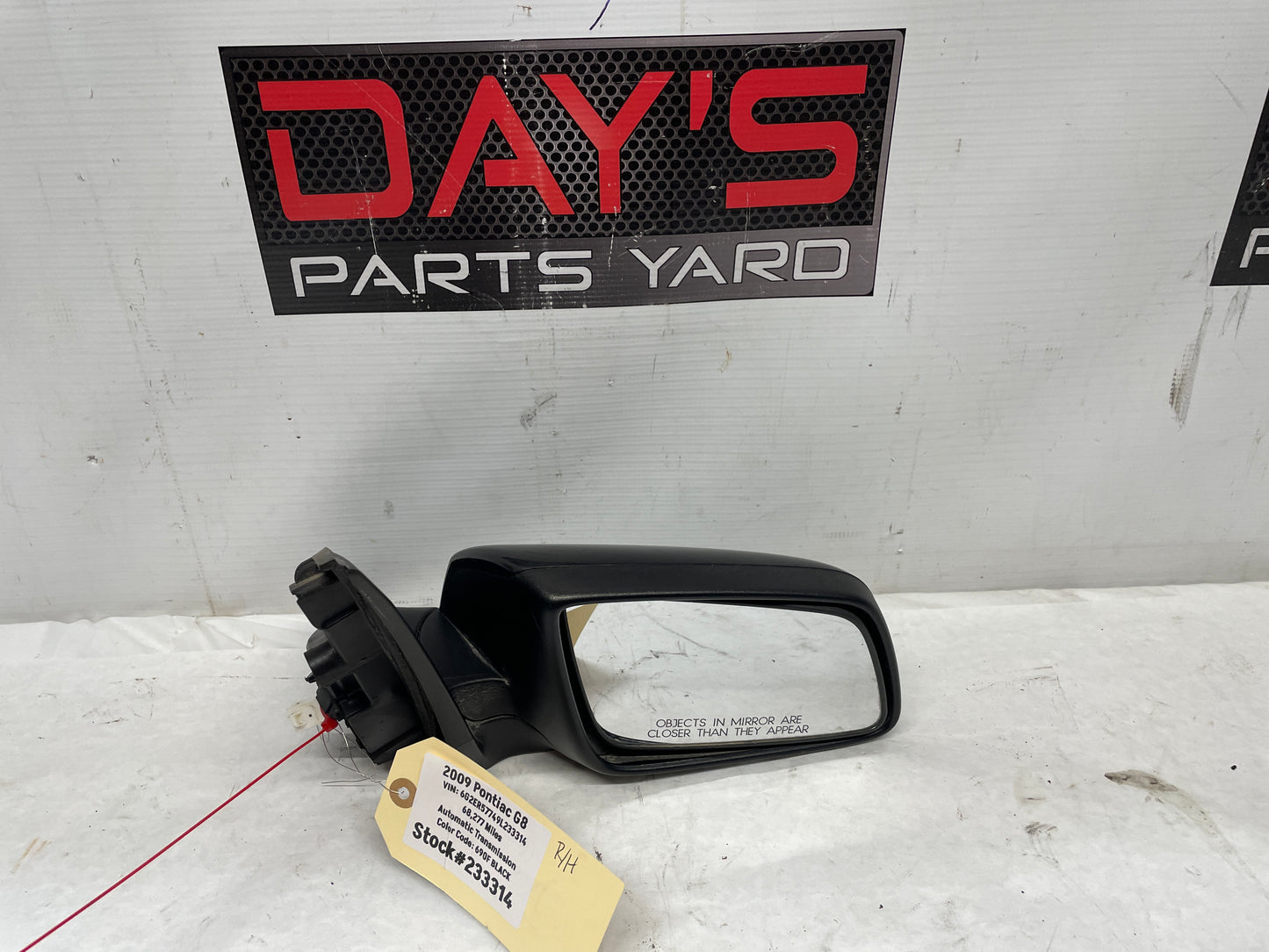 2009 Pontiac G8 RH Passenger Exterior Side Door Mirror OEM - Day's Parts Yard