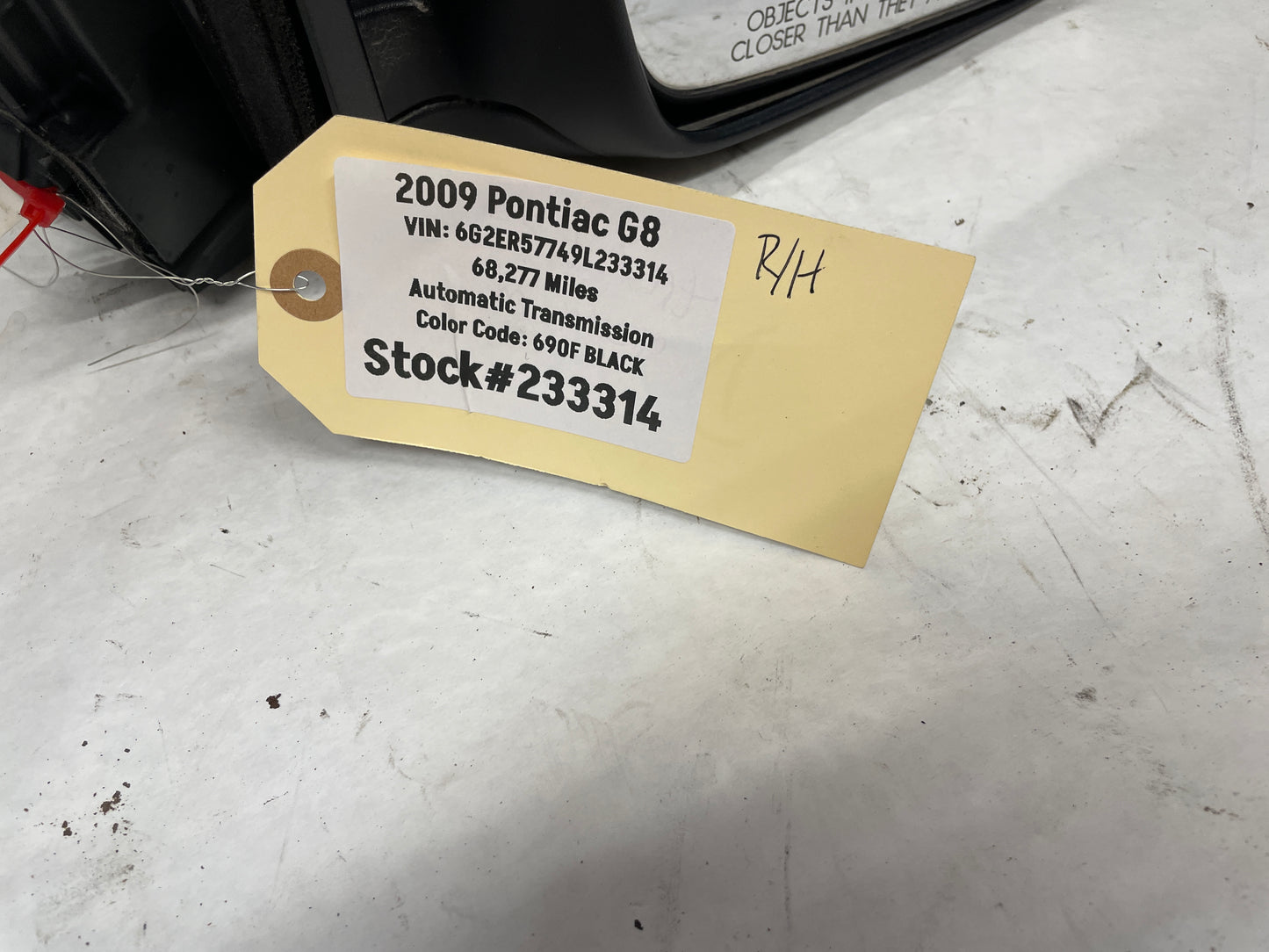 2009 Pontiac G8 RH Passenger Exterior Side Door Mirror OEM - Day's Parts Yard
