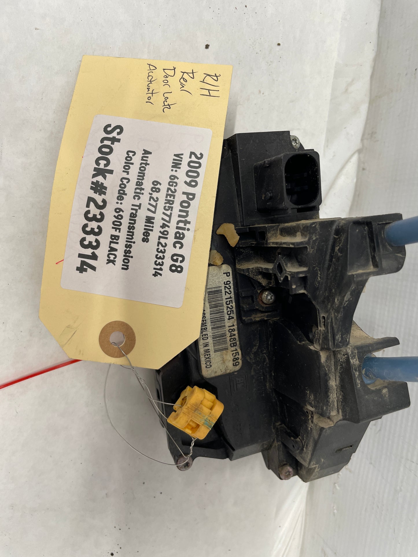 2009 Pontiac G8 GT RH Passenger Rear Door Lock Actuator OEM - Day's Parts Yard