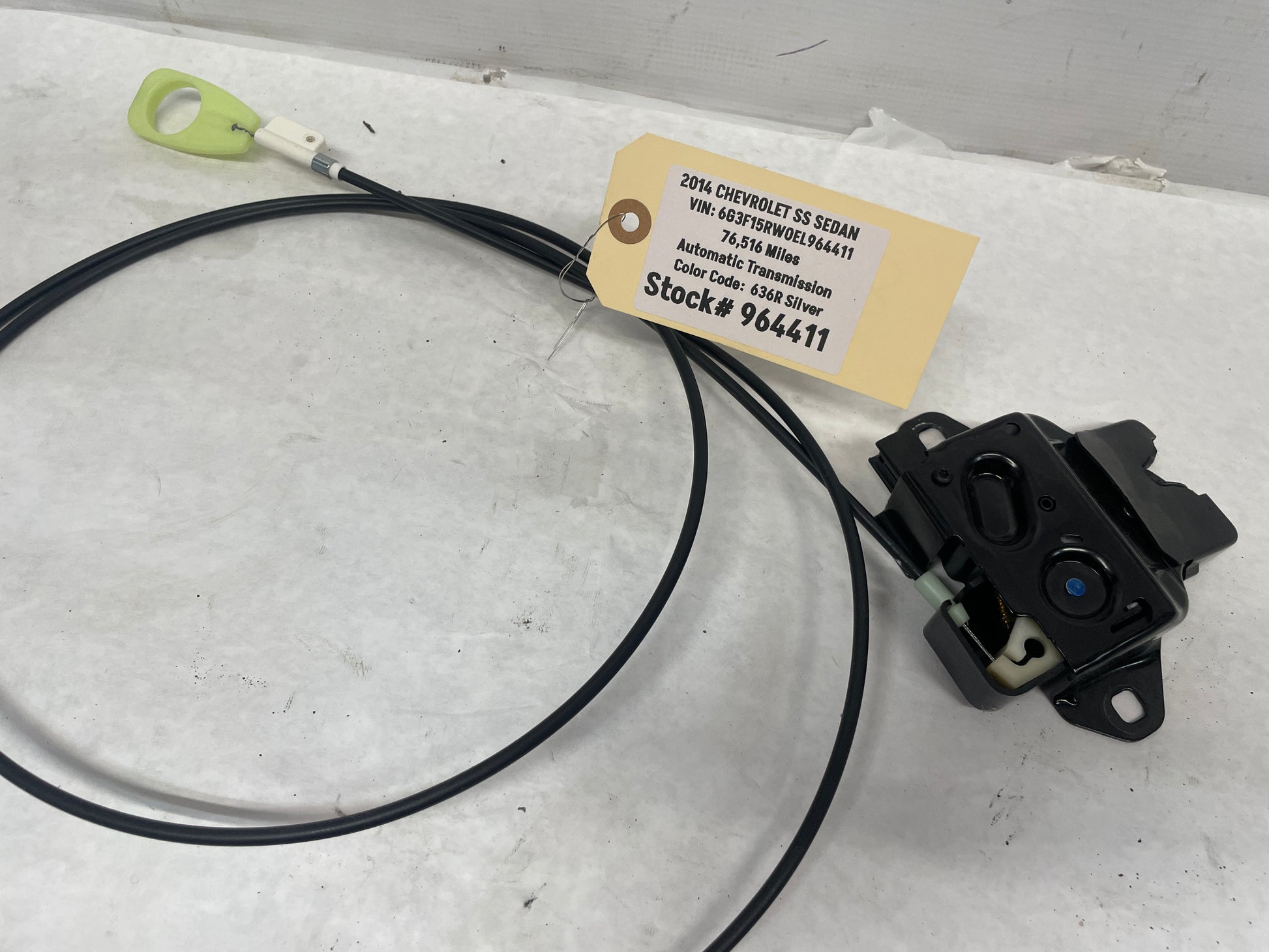 2014 Chevy SS Sedan Trunk Deck Lid Latch Actuator w/ Cable OEM - Day's Parts Yard