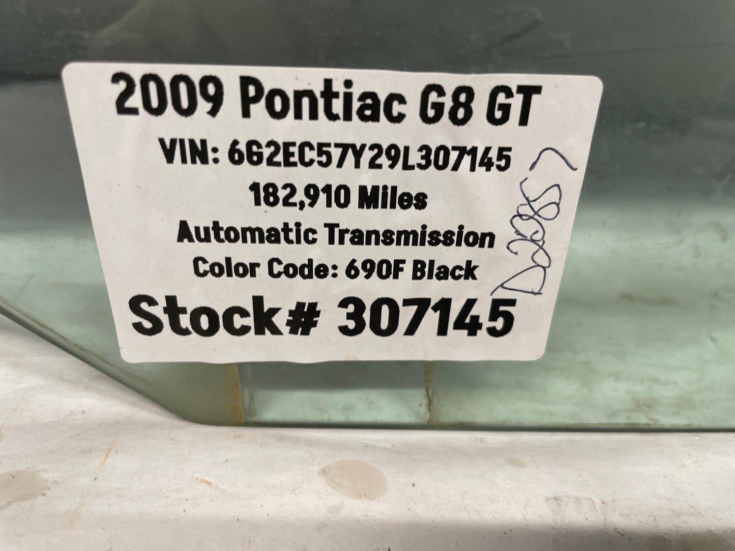 2009 Pontiac G8 GT LH Driver Rear Door Window Glass OEM