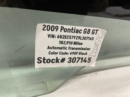 2009 Pontiac G8 GT RH Passenger Rear Door Window Glass OEM