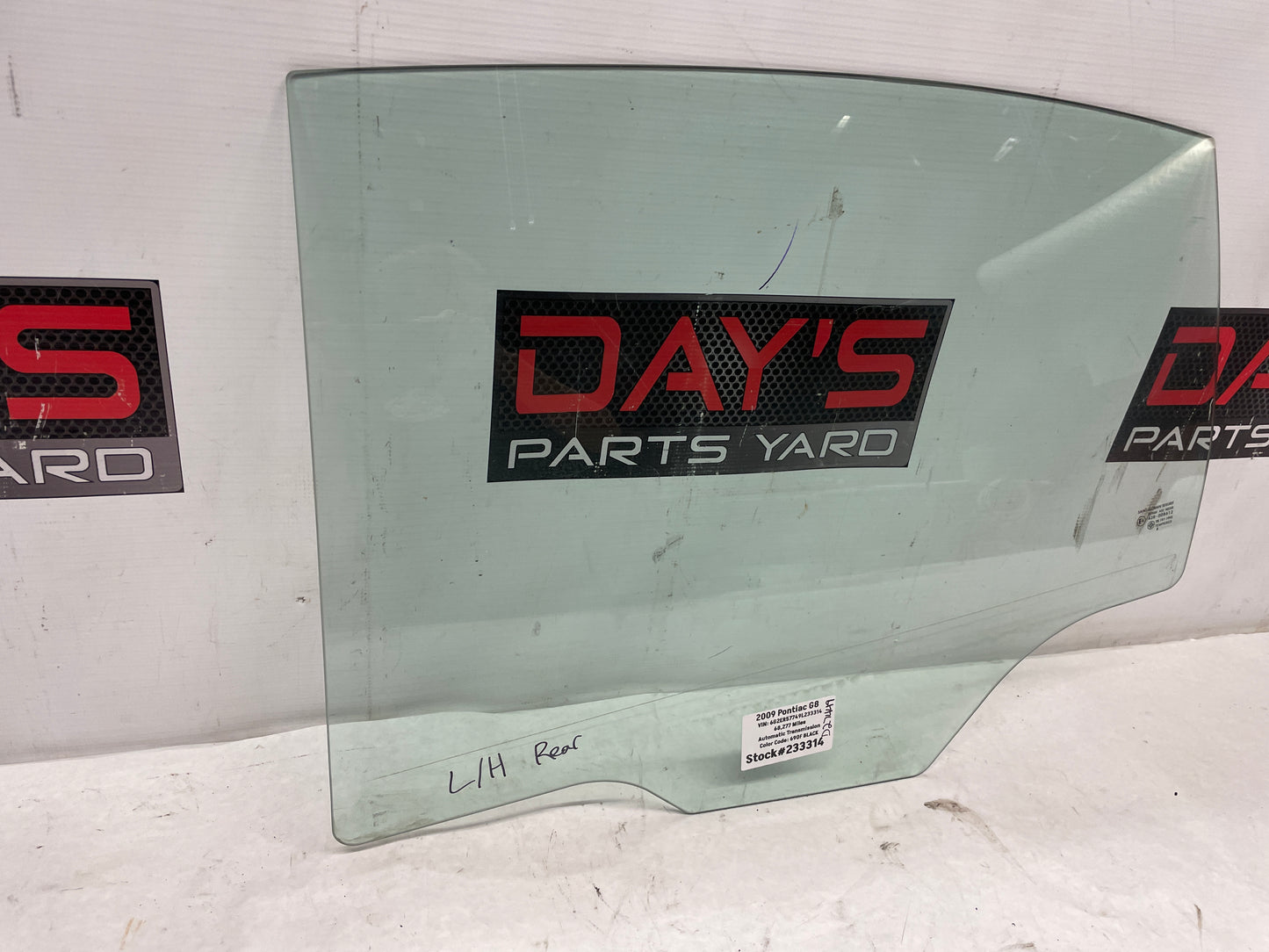 2009 Pontiac G8  LH Driver Rear Door Window Glass OEM - Day's Parts Yard