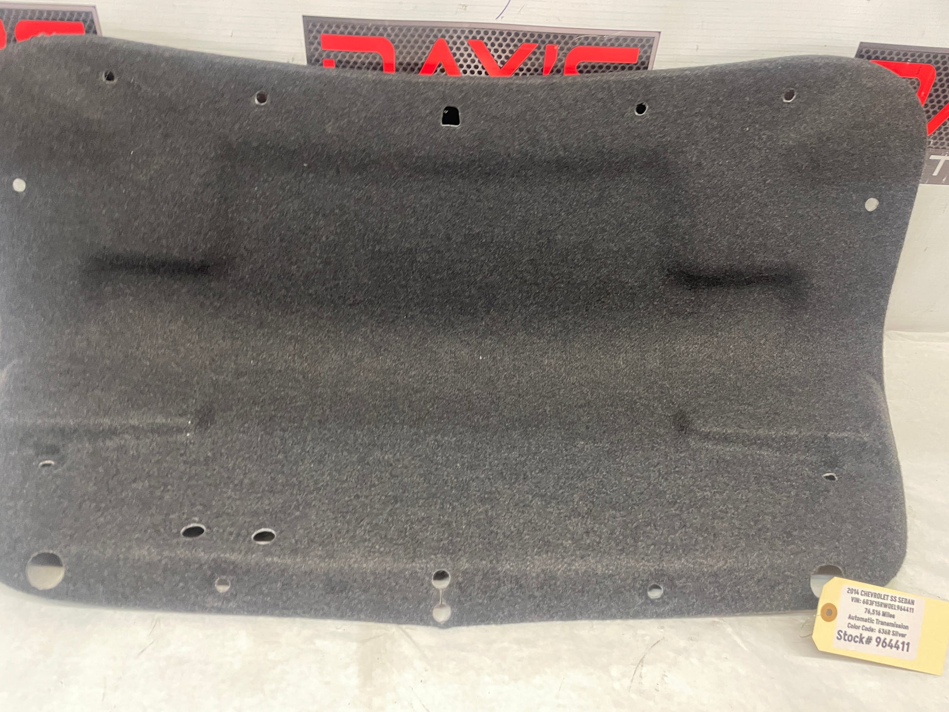 2014 Chevy SS Sedan Trunk Deck Lid Liner Carpet Felt OEM - Day's Parts Yard