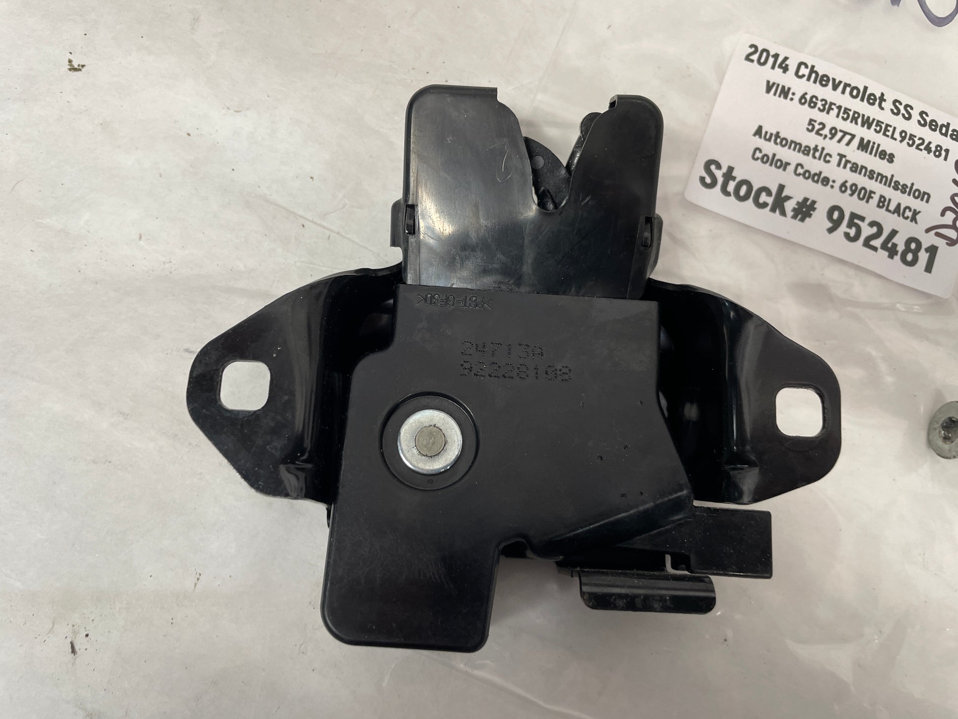 2014 Chevy SS Sedan Trunk Deck Lid Lock Latch Actuator OEM - Day's Parts Yard