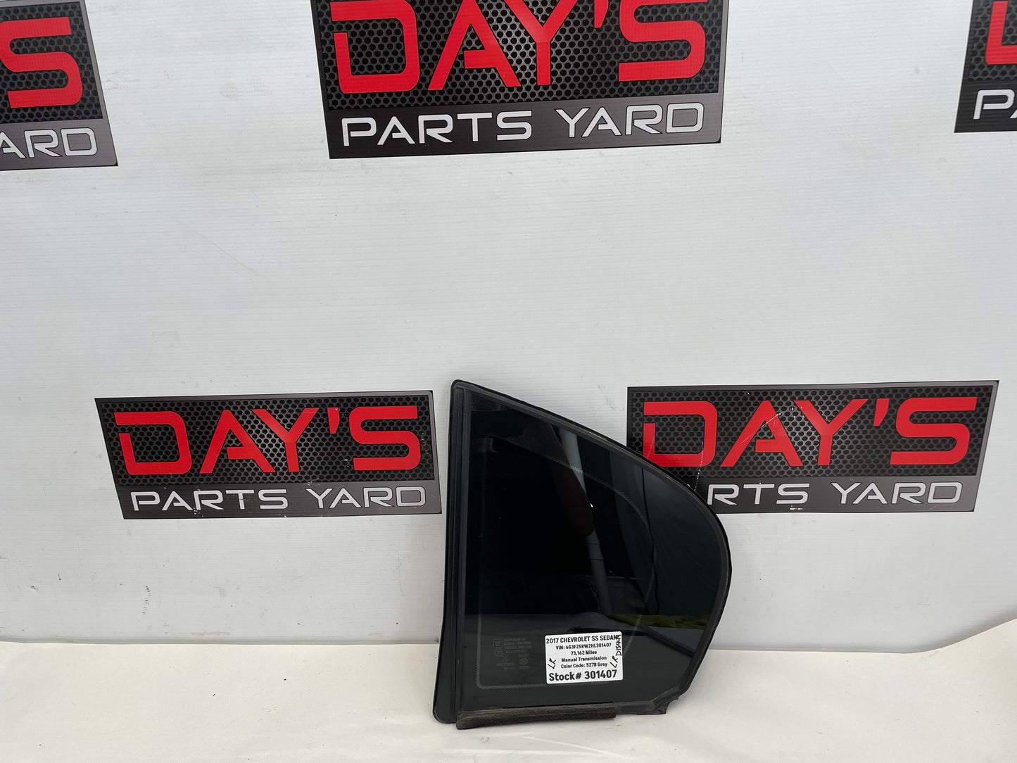 2017 Chevy SS Sedan LH Driver Rear Door Window Quarter Glass OEM - Day's Parts Yard
