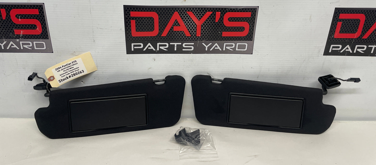 2004 Pontiac GTO RH & LH Sun Visors Sunvisors w/ Clips OEM - Day's Parts Yard