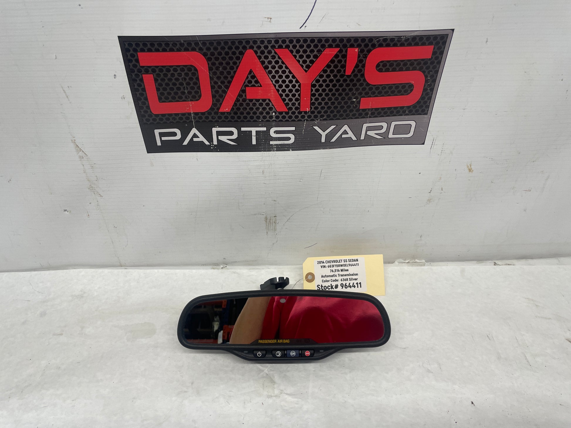 2014 Chevy SS Sedan Rear View Rearview Mirror Auto Dimming & OnStar OEM - Day's Parts Yard