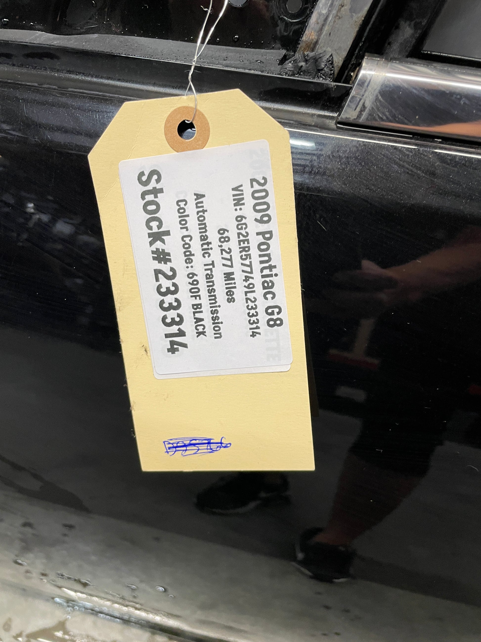 2009 Pontiac G8 LH Driver Front Exterior Door Black OEM - Day's Parts Yard