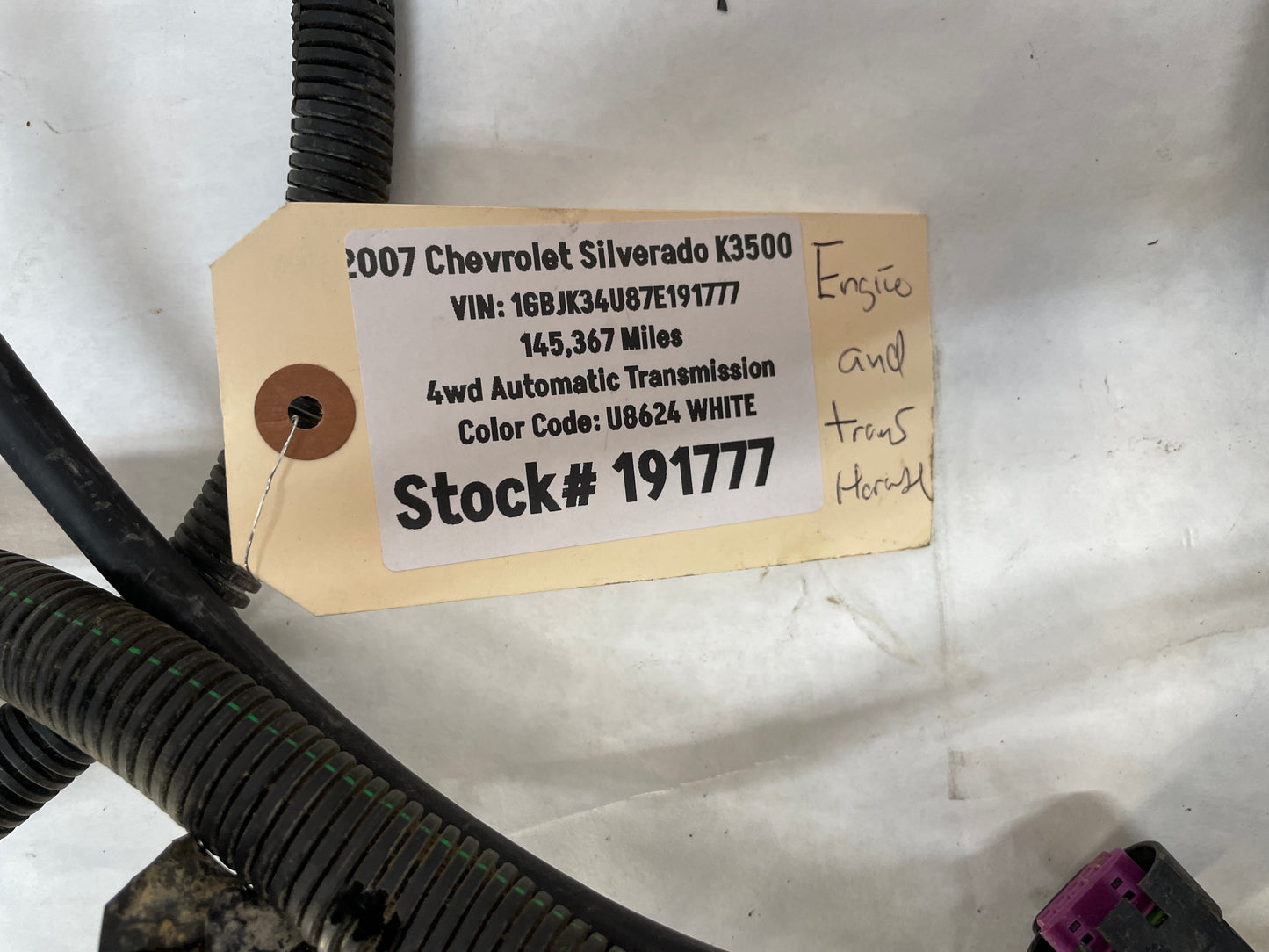 2007 Chevy Silverado K3500 Engine Transmission Wire Wiring Harness OEM - Day's Parts Yard
