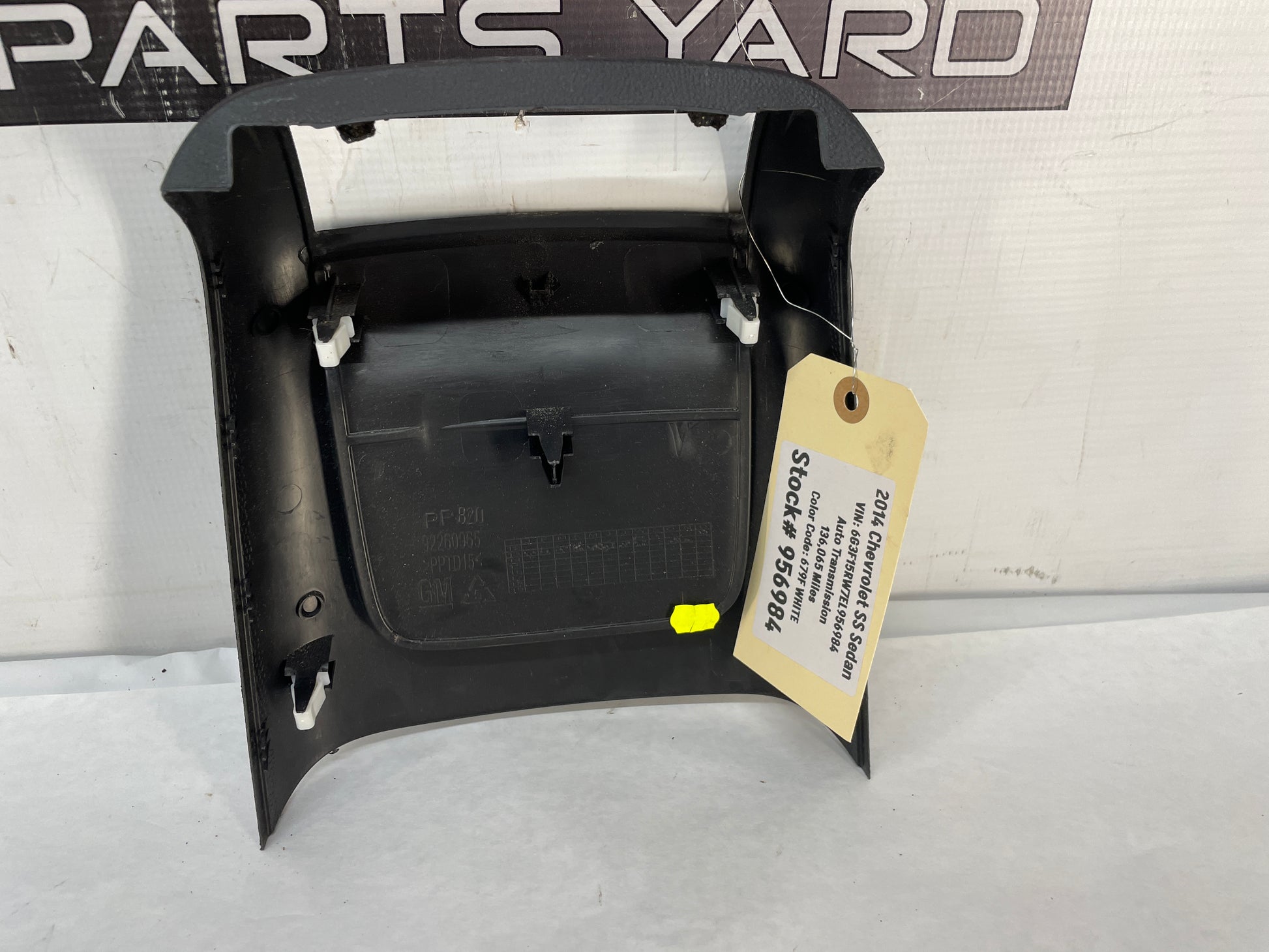 2014 Chevy SS Sedan Rear Center Console Cover Trim Panel OEM - Day's Parts Yard