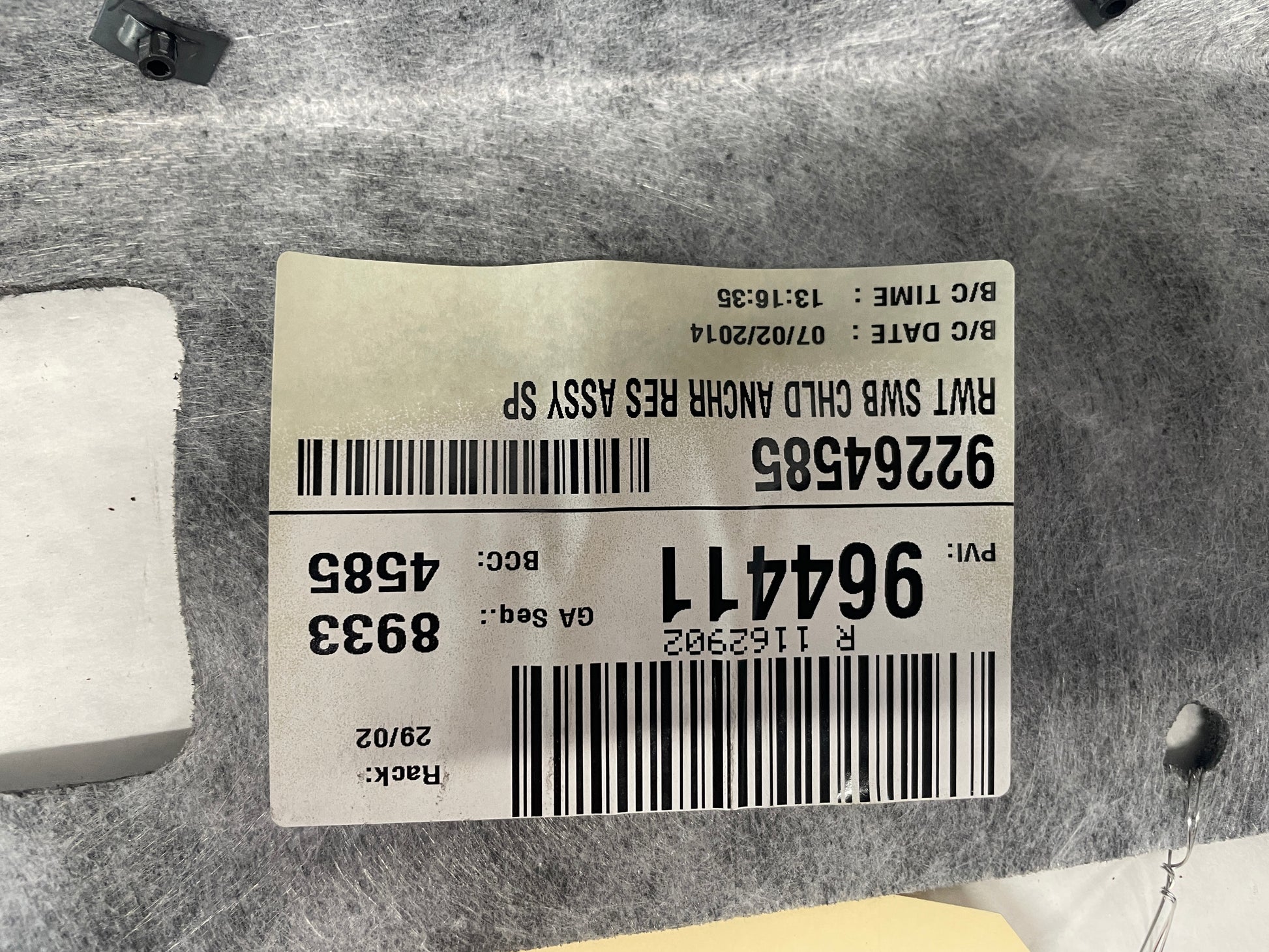 2014 Chevy SS Sedan Rear Package Deck Tray Parcel Shelf Trim Lid OEM - Day's Parts Yard