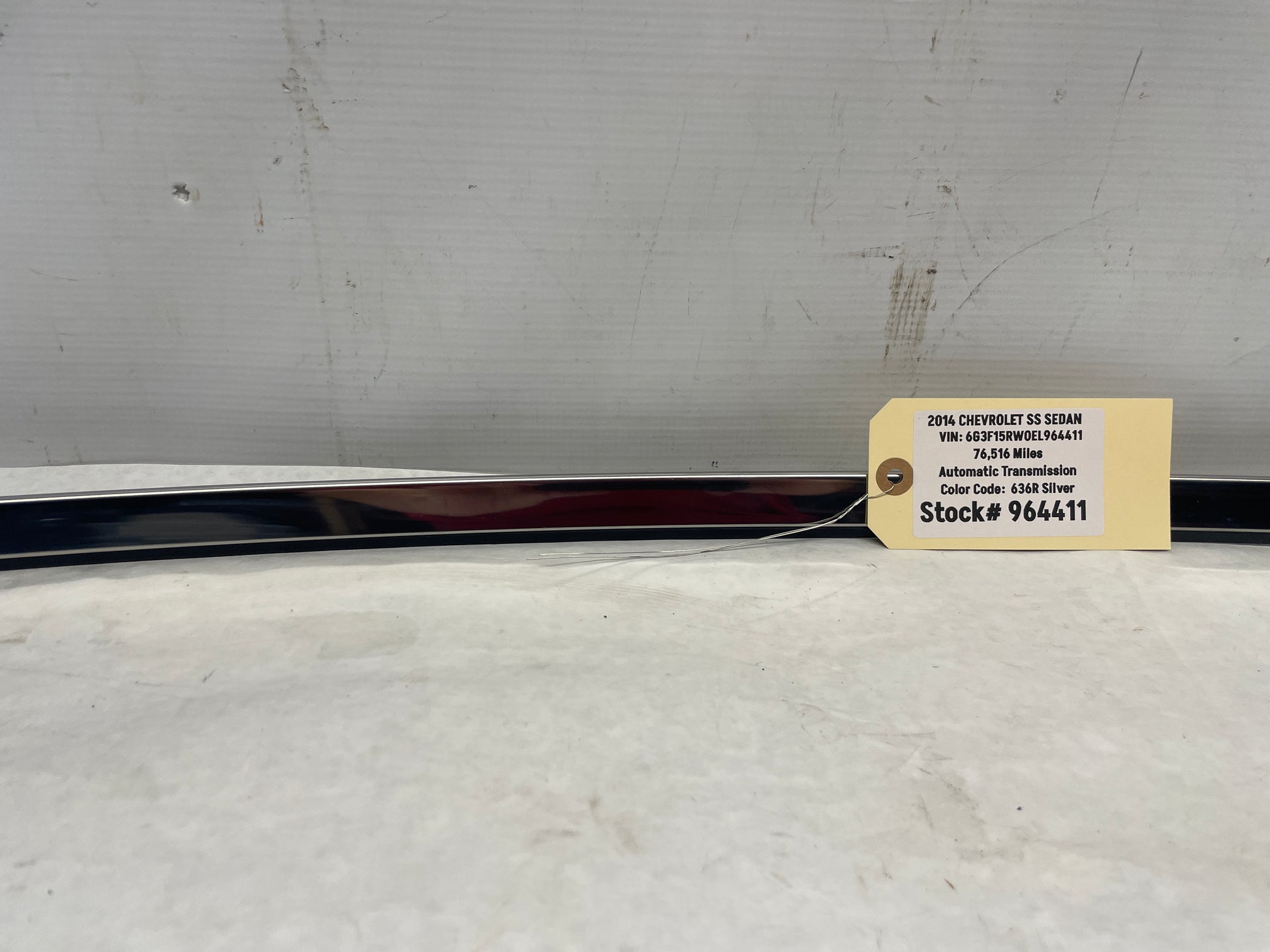 2015 Chevy SS Sedan LH Driver Door Roof Top Trim Molding OEM - Day's Parts Yard