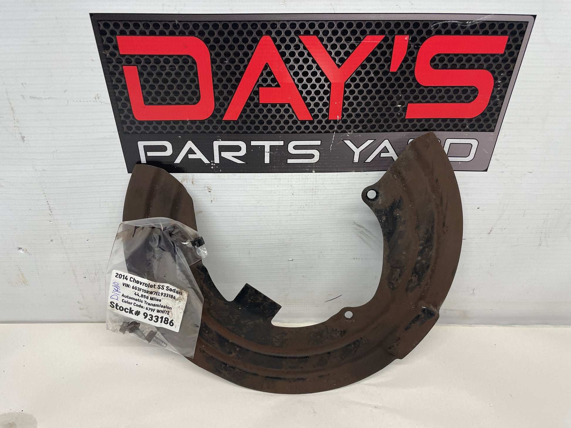 2014 Chevy SS Sedan LH Driver Front Brake Dust Shield OEM - Day's Parts Yard