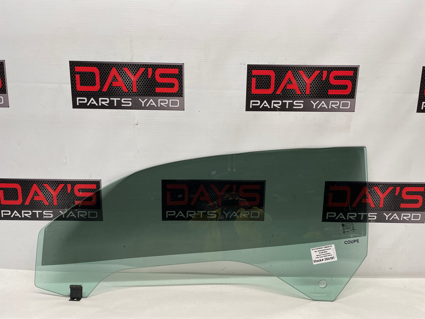 2015 Chevy Camaro SS LH Driver Door Window Glass OEM - Day's Parts Yard