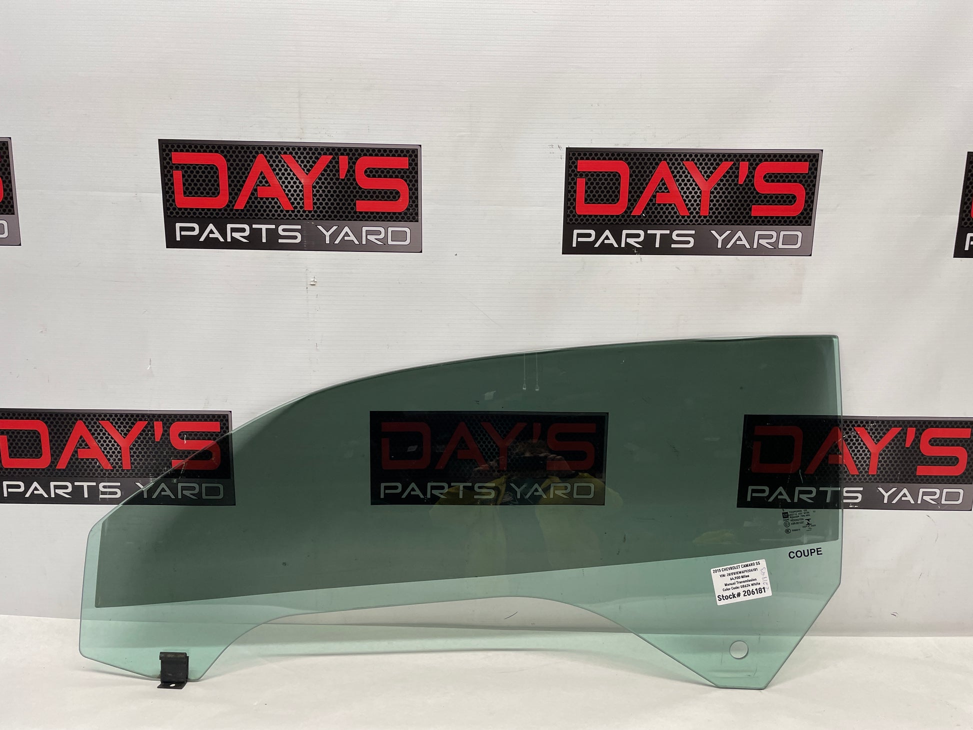 2015 Chevy Camaro SS LH Driver Door Window Glass OEM - Day's Parts Yard