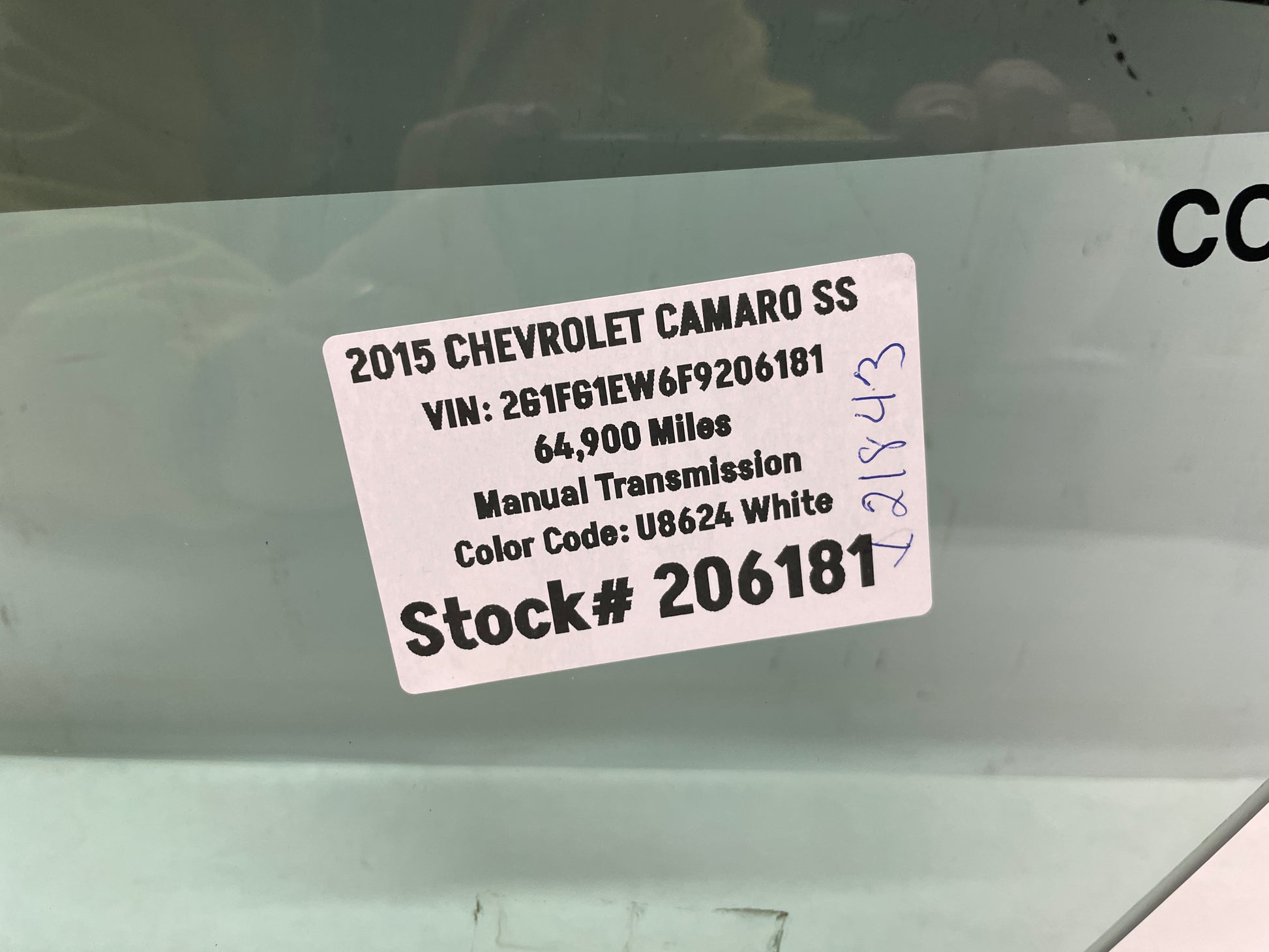 2015 Chevy Camaro SS LH Driver Door Window Glass OEM - Day's Parts Yard