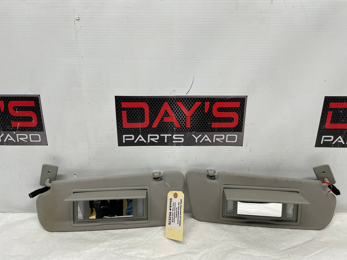2014 Chevy SS Sedan RH & LH Sun Visor Sunvisor Shade Set w/ Clips OEM - Day's Parts Yard
