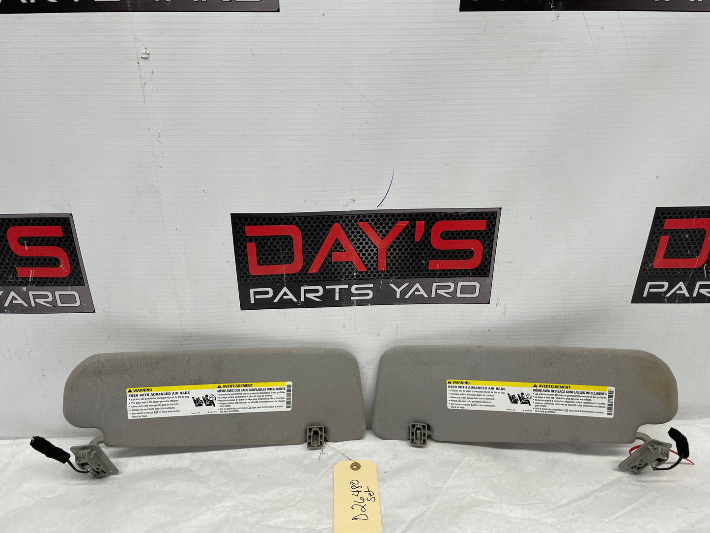 2014 Chevy SS Sedan RH & LH Sun Visor Sunvisor Shade Set w/ Clips OEM - Day's Parts Yard
