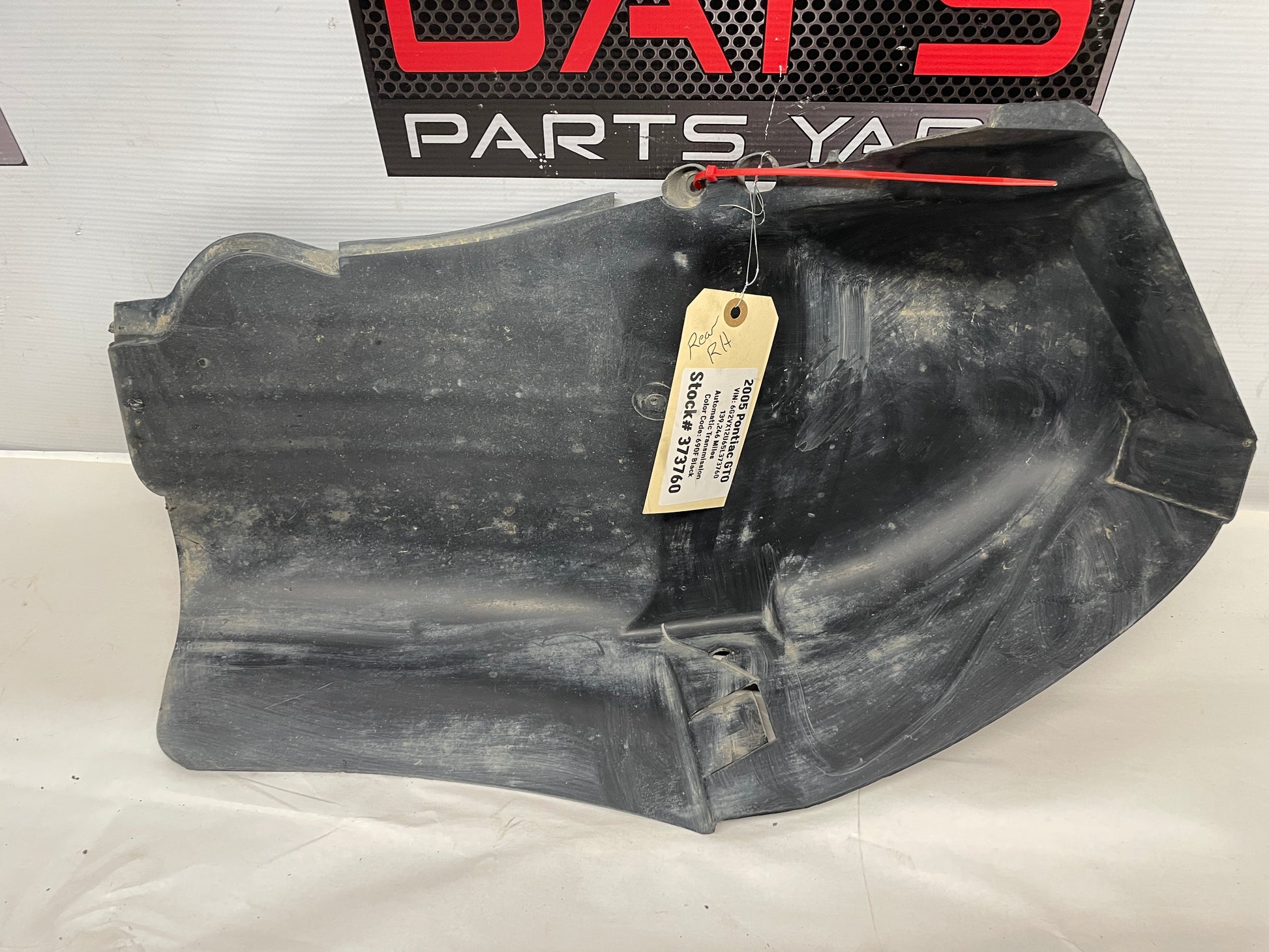 2005 Pontiac GTO RH Passenger Rear Wheel Well Liner OEM - Day's Parts Yard