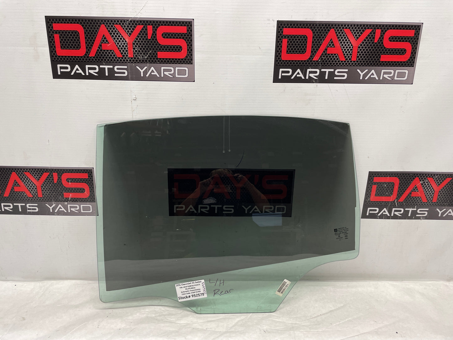 2014 Chevy SS Sedan LH Driver Rear Door Window Glass OEM - Day's Parts Yard