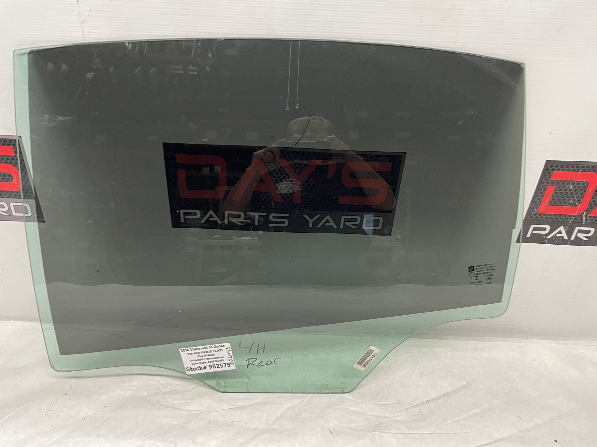 2014 Chevy SS Sedan LH Driver Rear Door Window Glass OEM - Day's Parts Yard
