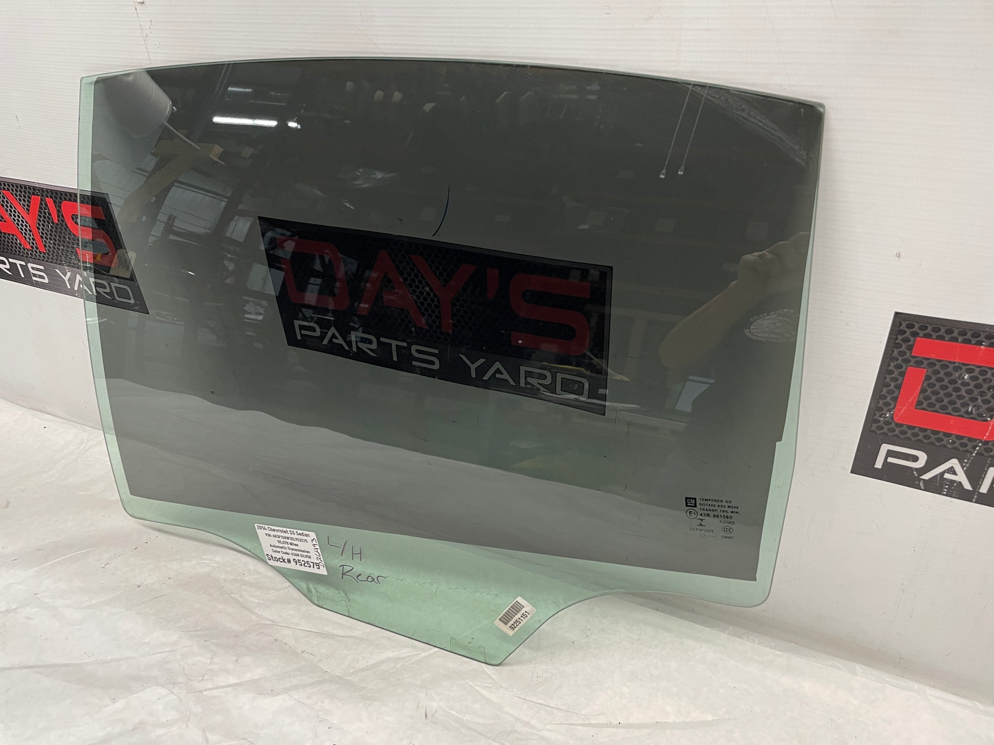 2014 Chevy SS Sedan LH Driver Rear Door Window Glass OEM - Day's Parts Yard