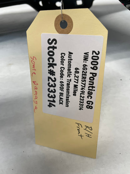 2009 Pontiac G8 RH Passenger Front Fender Black OEM - Day's Parts Yard