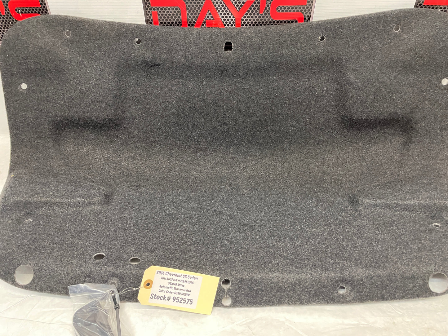 2014 Chevy SS Sedan Trunk Deck Lid Liner Carpet Felt OEM - Day's Parts Yard