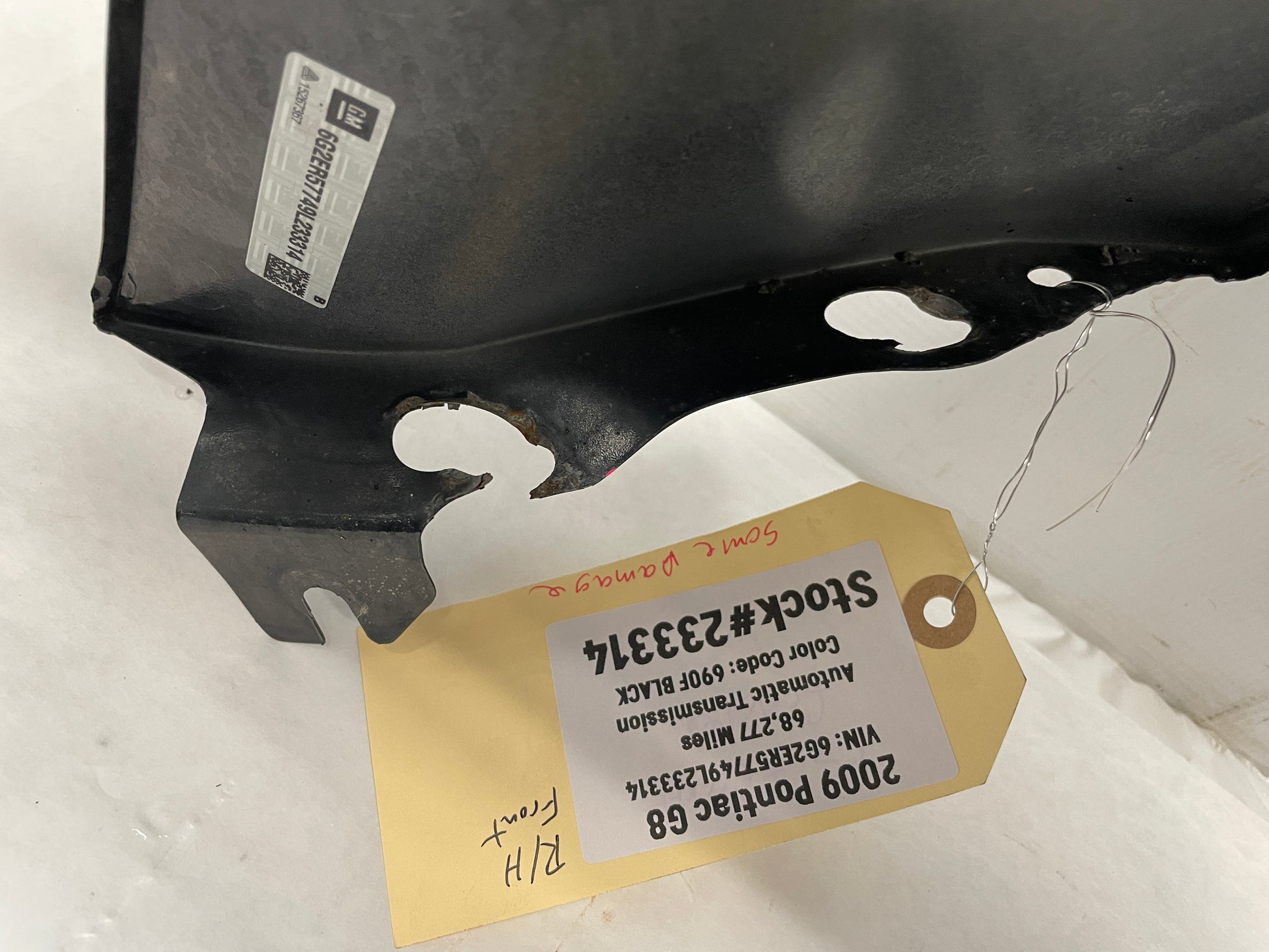 2009 Pontiac G8 RH Passenger Front Fender Black OEM - Day's Parts Yard